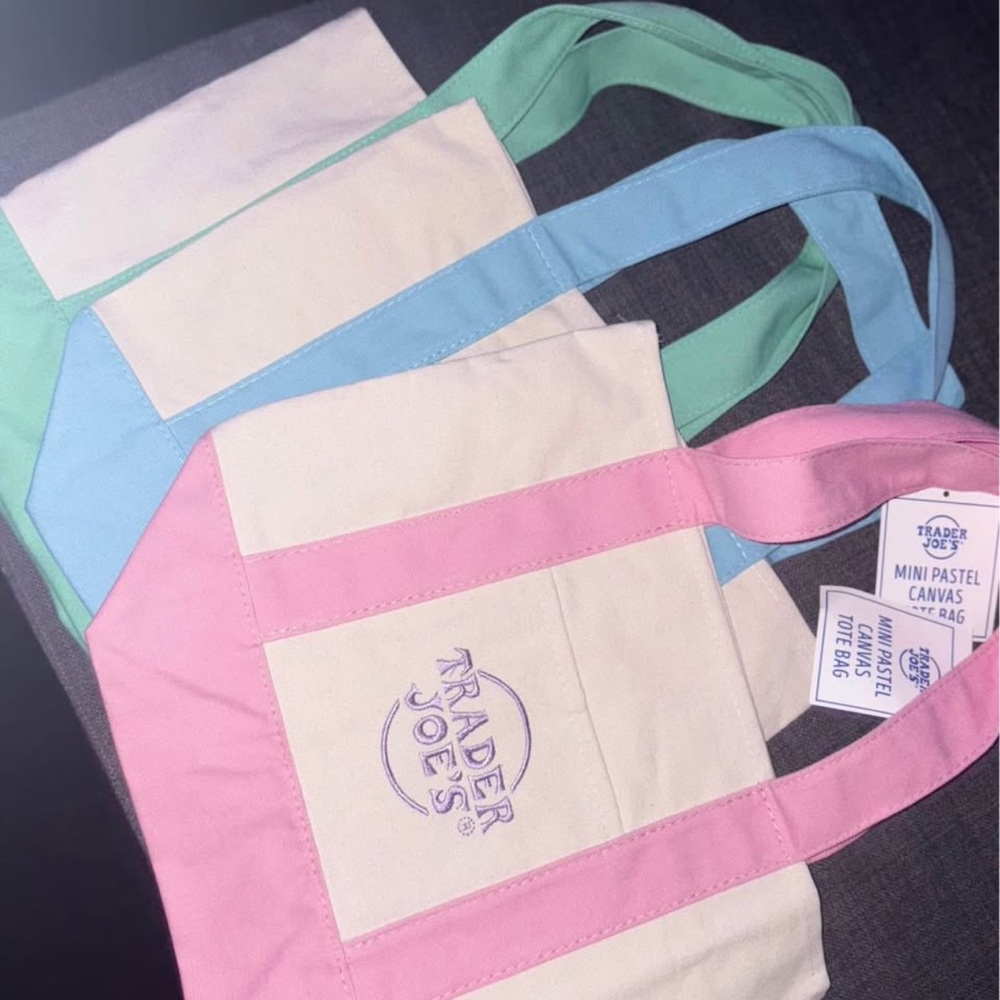 Trader Joe's Mini Pastel Canvas Tote Bags